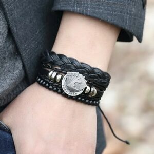 Ace of Spades poker card bracelet set